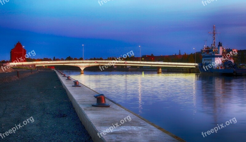 Finland Bridge Water Ship Trees