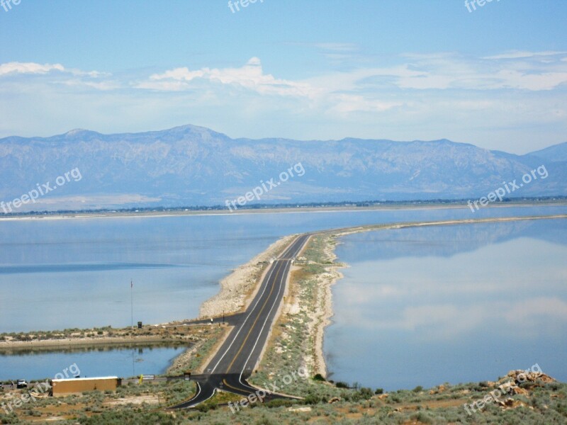 Causeway Salt Lake Mountains Salt Lake City Utah