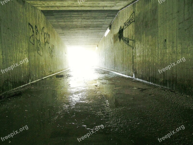 Tunnel Concrete Underpass Away Light