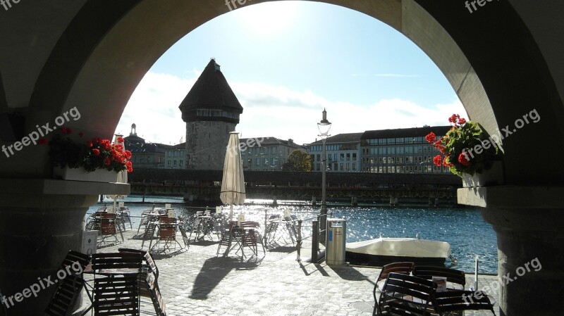 Lucerne Water Tower Kappel Bridge Bridge Reuss