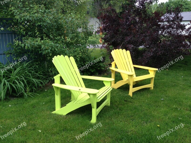 Backyard Summer Adirondack Grass Yard