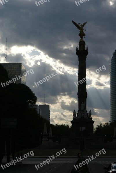 Mexico Angel Reform Clouds Monument