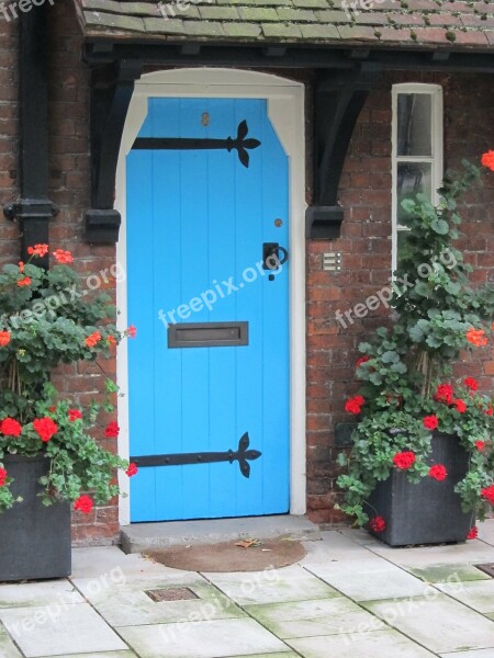 Blue Door Roses Stone Architecture