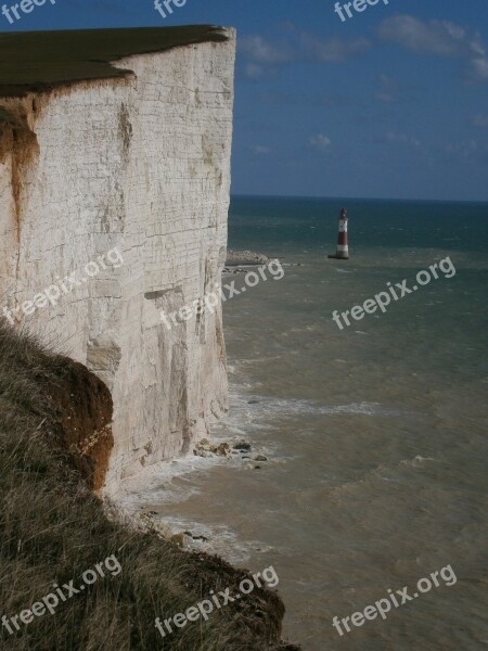 White Cliffs Cliffs Lighthouse Coast Rock