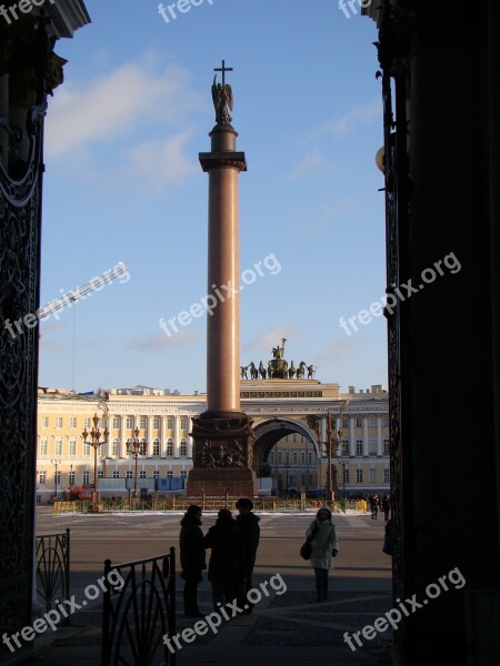 The Alexander Column Alexandria Pillar Palace Square Petersburg Colonna