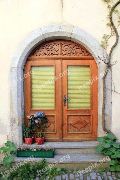 Building House Door Stairs Flowers