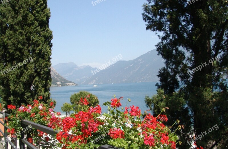 Italy Garda Landscape Lake Water