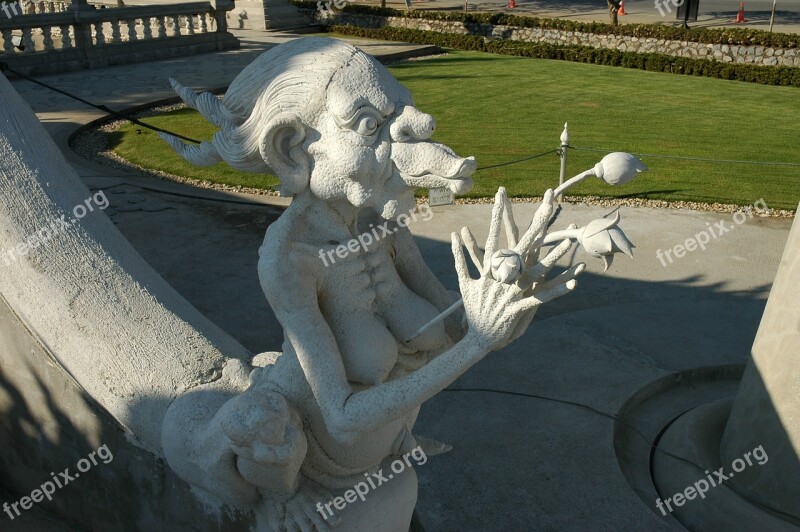 Stone Figure Sculpture White Temple Chiang Rai Thailand