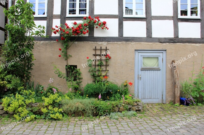 Building House Truss Fachwerkhaus Flowers