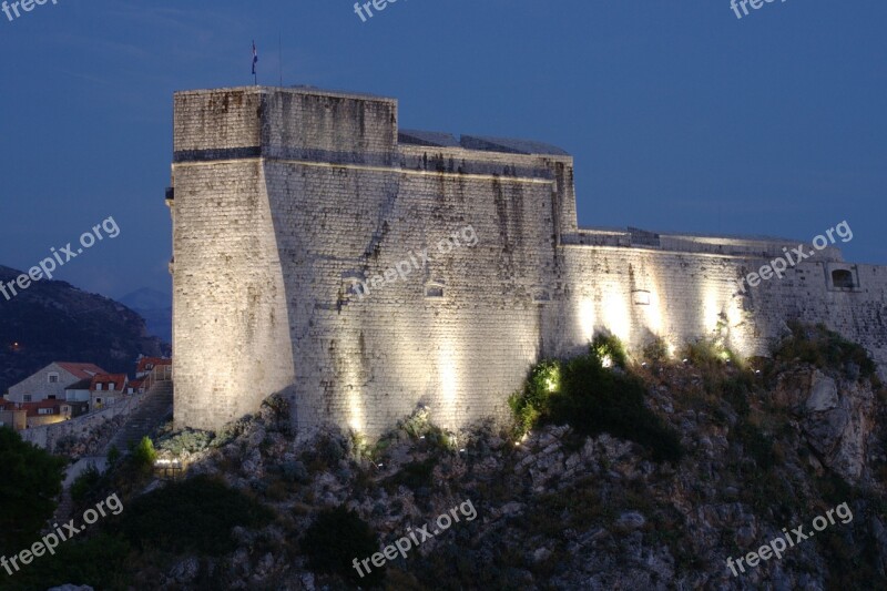 Croatia Dubrovnik Lovrijenac Evening Twilight