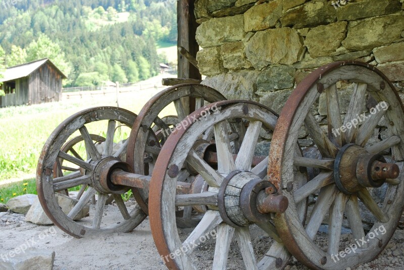 Wagon Wheel Ancient Times Old Farmers Work