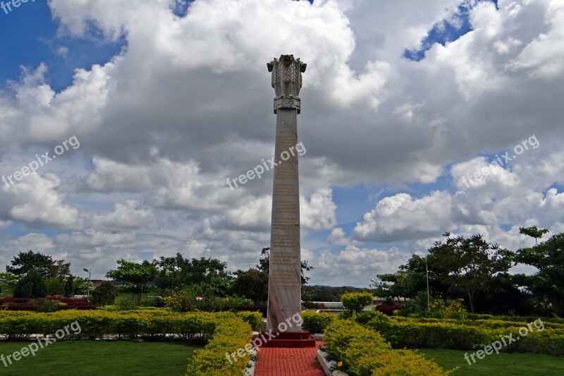 Drepung Gomang Monastery Ashoka Pillar Stratocumulus-clouds Mundgod India