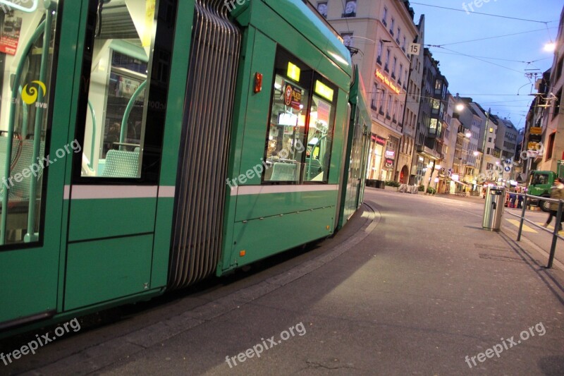 Tram Traffic Public Means Of Transport Basel Barfusserplatz Road