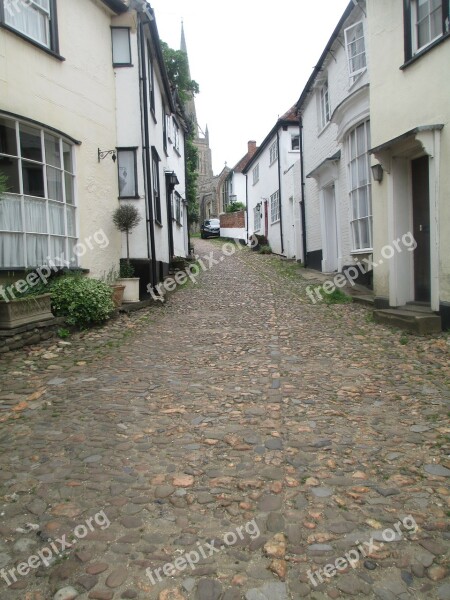 England Cobblestone Road Houses Buildings