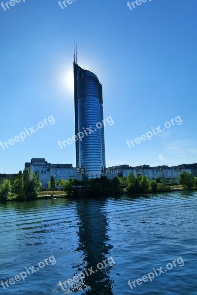 Vienna Austria Danube Building Sunset