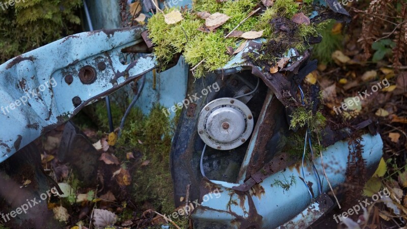 Scrap Metal Rusty Lorn Car Moss