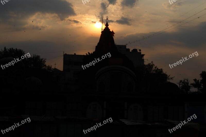 Temple Evening Clouds Indian Temple Free Photos