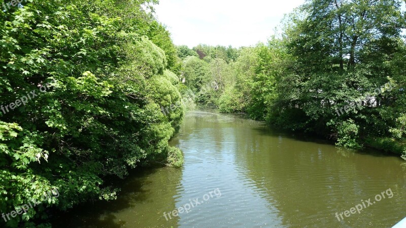 River Water Atmosphere Trees Saale