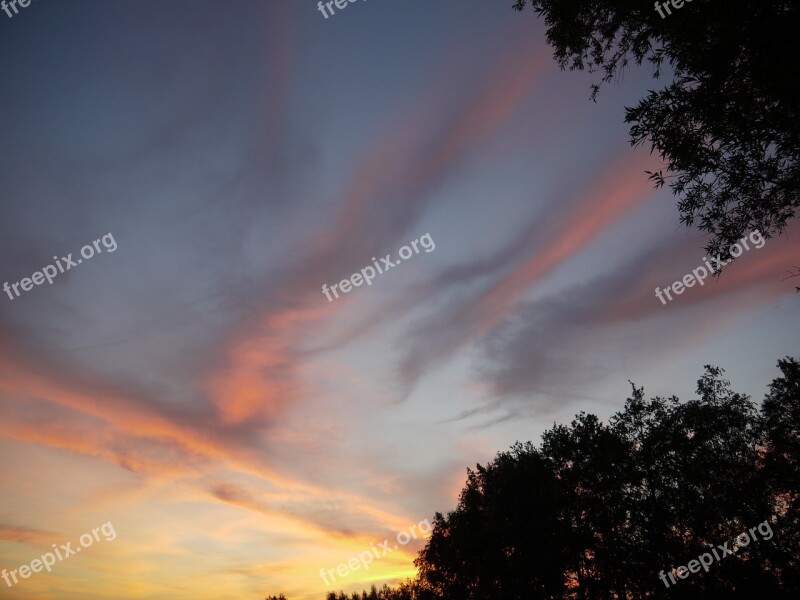 Afterglow Sunset Evening Sky Clouds Sky