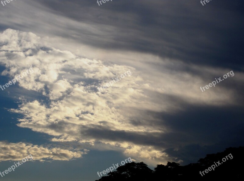 Clouds Swept Streaked Clumped White