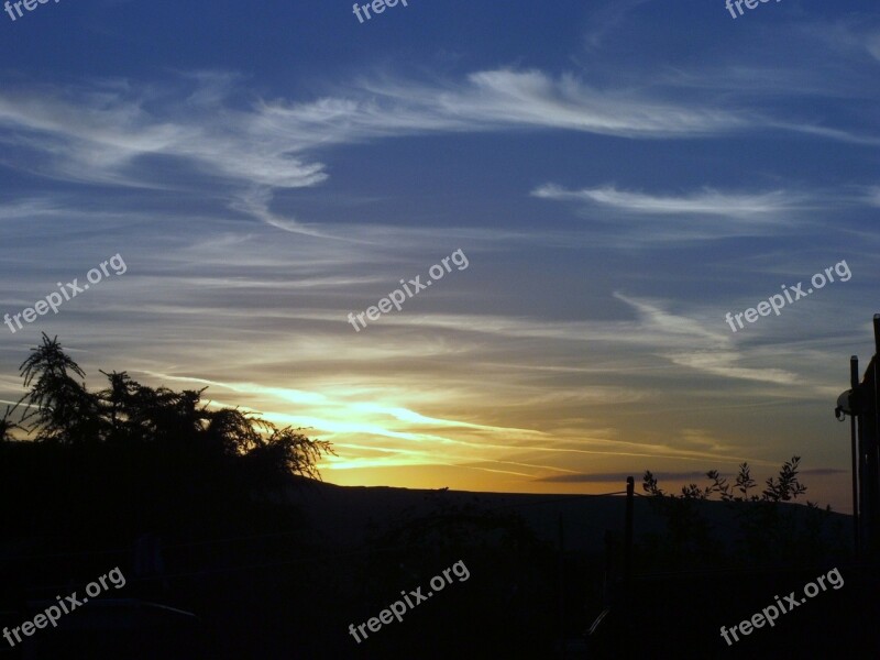 Skies Cloud Blue Blue Sky Sunset