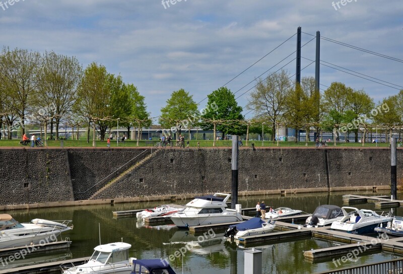 Düsseldorf Port City View Anchorage Boats