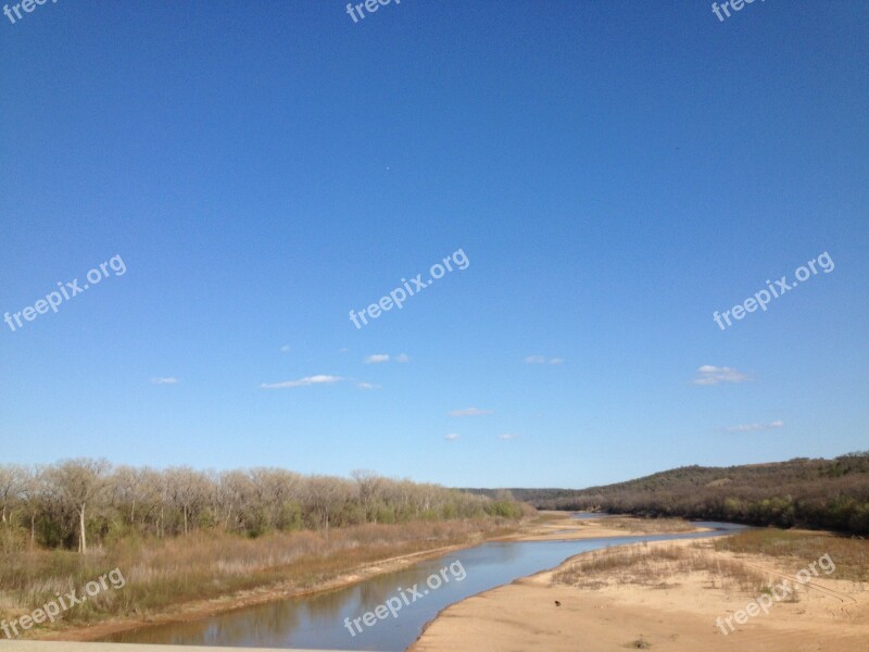 River Oklahoma Blue Sky Water Sand