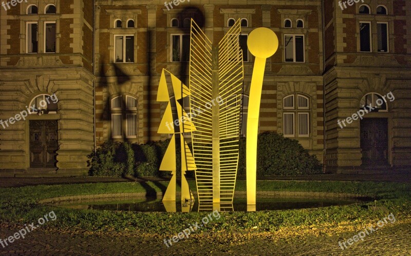 Modern Art Abendstimmung Building Illuminated Art