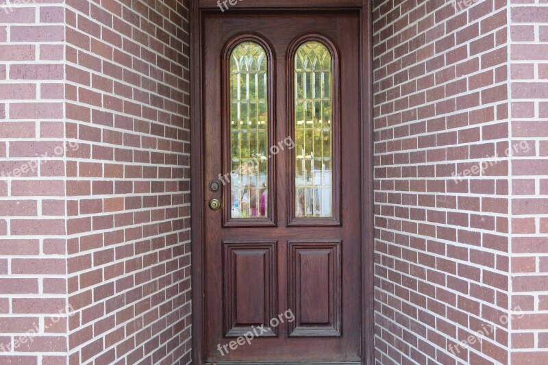 Wood Door Bricks Door Way Entrance Architecture