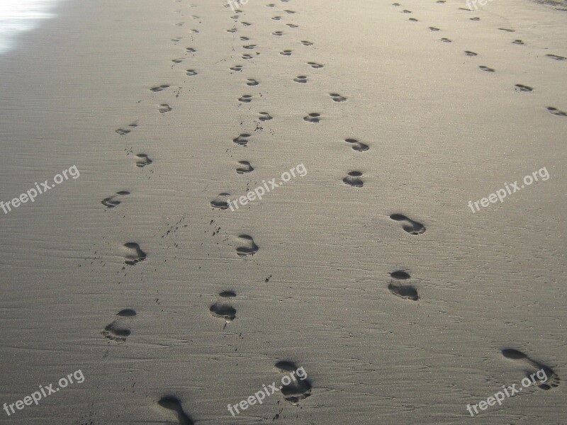 Footprints Sand Beach Free Photos