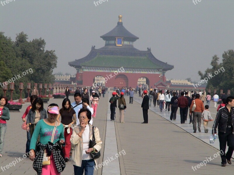 Human China Tourists Beijing Forbidden City