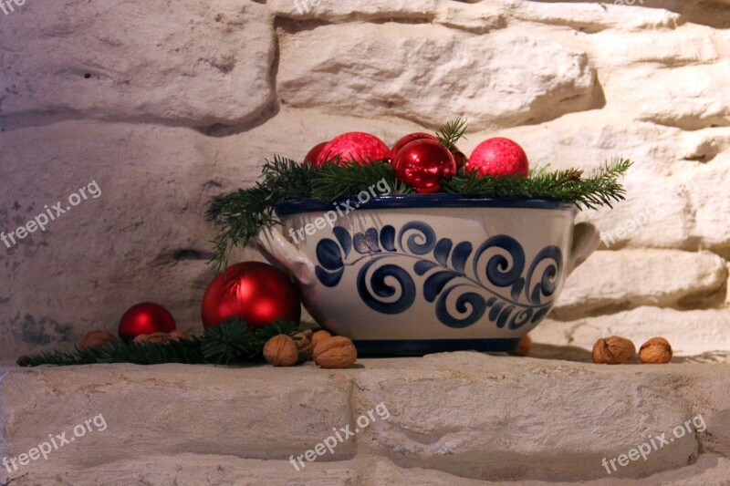 Christmas Bowl Deco Balls Red