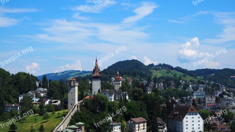 Lucerne Musegg Wall City Wall Landmark Mus Harrows Tower