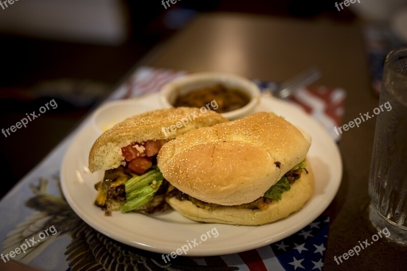 Burger Lunch Meal Food Hamburger