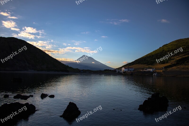 Nature Landscape Twilight Ocean Volcano