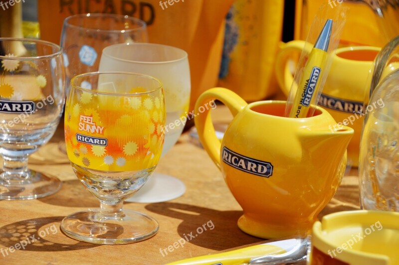 Table Glass Ricard Drink Mark