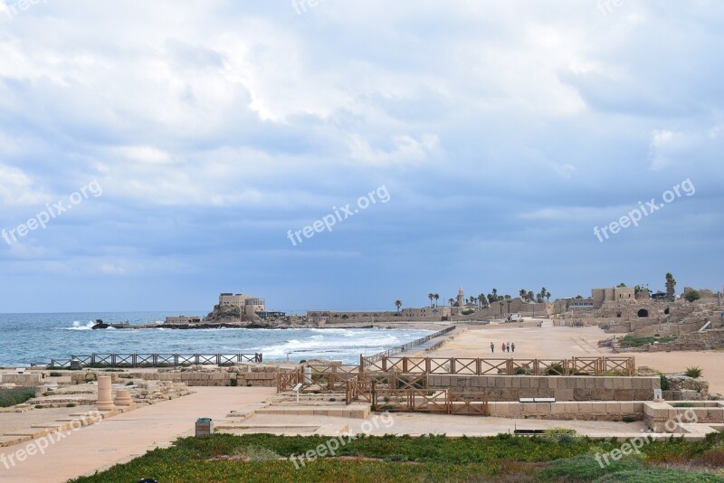 Caesarea Acropolis Aqueduct Israel Ancient