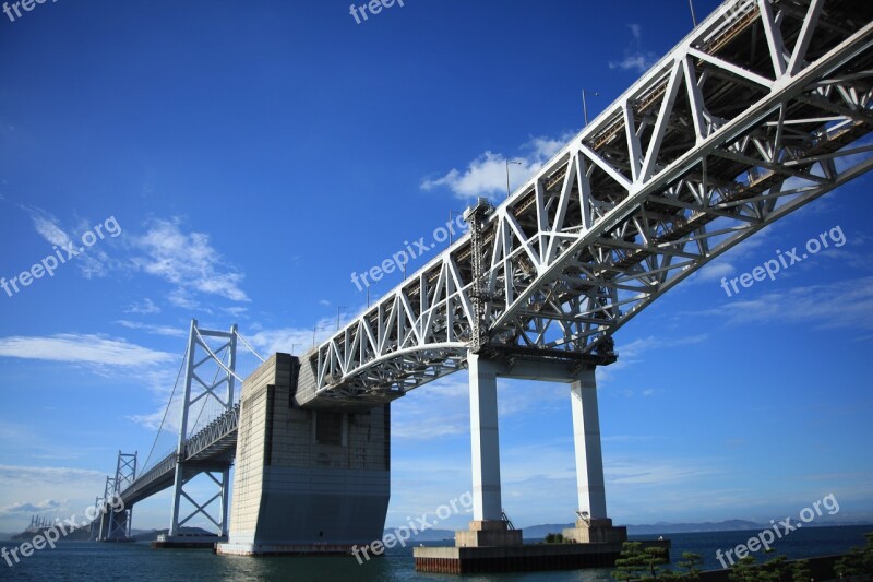 Blue Sky Seto Ohashi Bridge Bridge Sky Sea