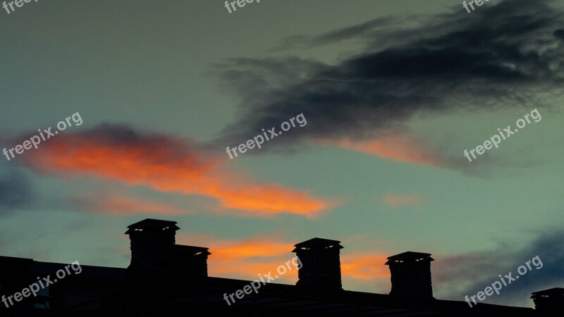 Sky Sunset Fireplaces Clouds Free Photos