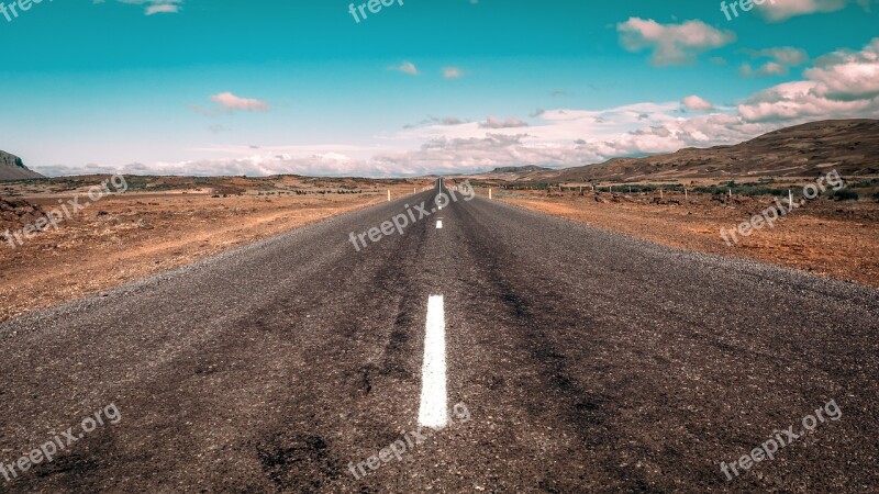 Road Landscape Wide Scenic Sky