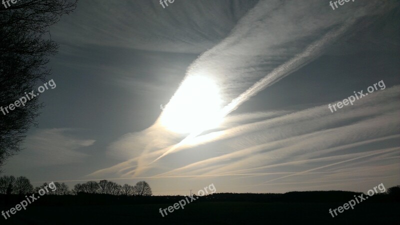 Contrail Artificial Clouds Chemtrails Field Sunset