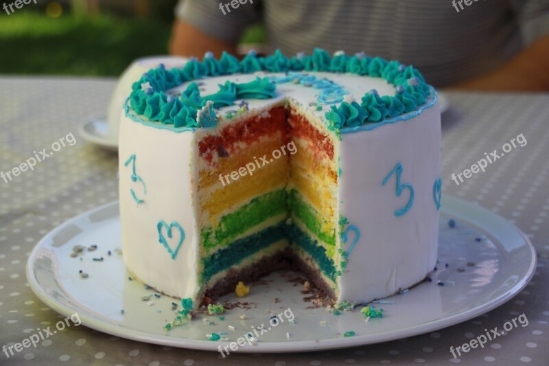 Cake Birthday Rainbow Celebrate Baked