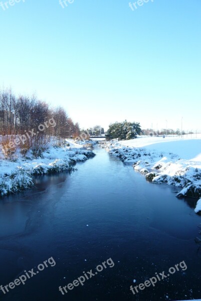 Blue Winter Water Stream River