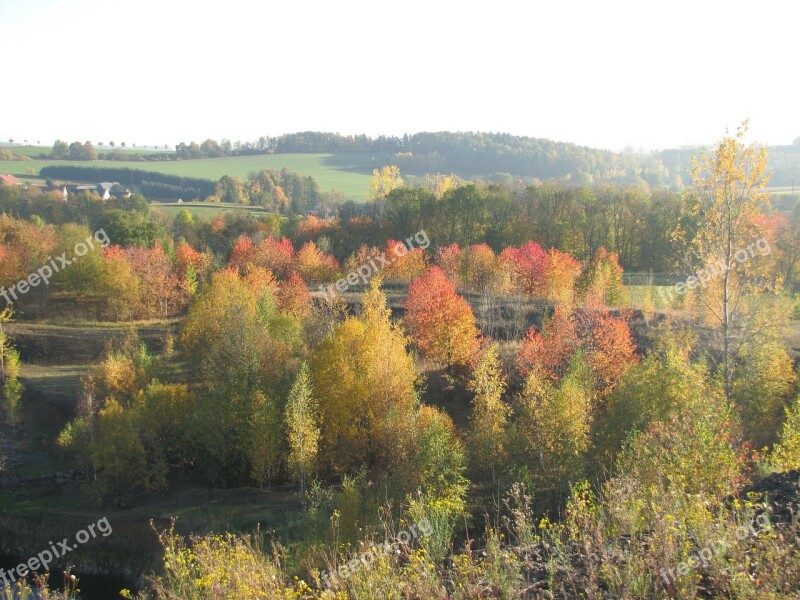 Quarry Landscape Autumn Background Colorful