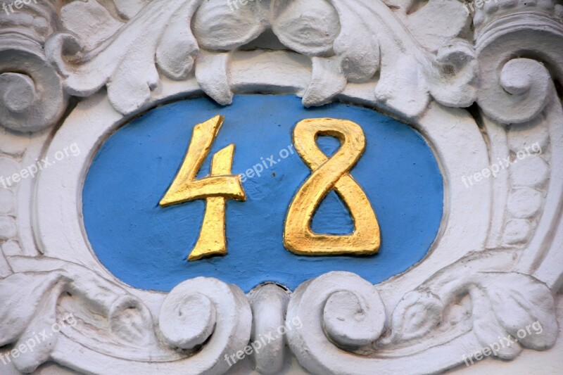 Number Pay House Number 48 Forty Eight Blue