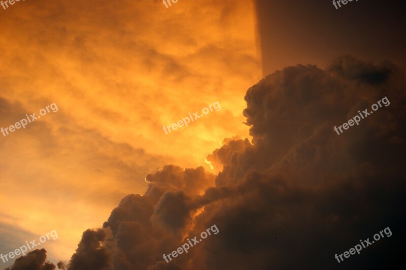 Squall Line Sky Clouds Sunset Aircraft