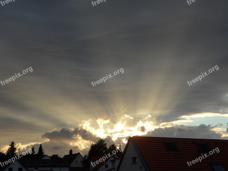 Sunset Rays Bright Lighting Sky