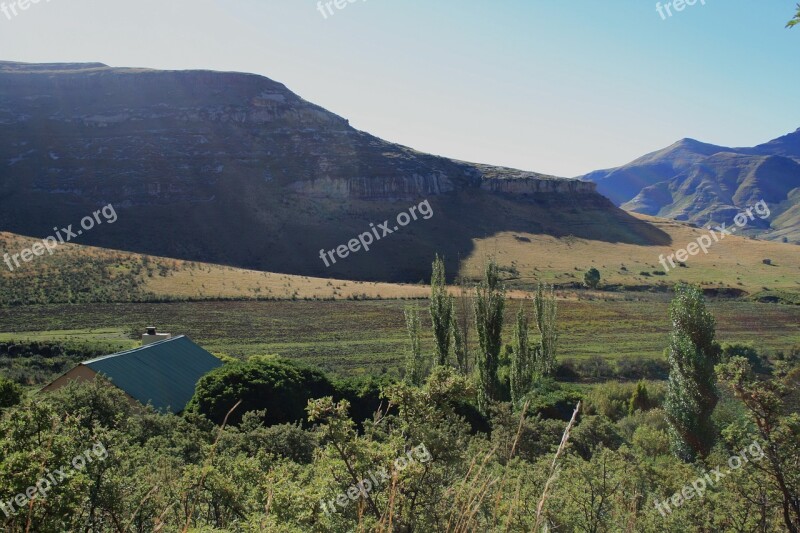 Mountains Blue Shadow Valley Green