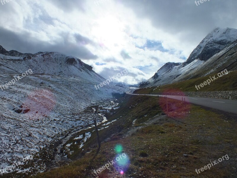 Albula Pass Alpine Winter Autumn Switzerland