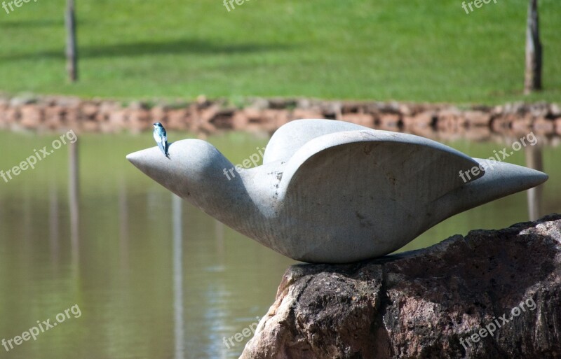 Bird Statue Stone Sculpture Park Free Photos